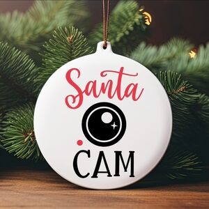 Santa Cam White Holiday Ornament